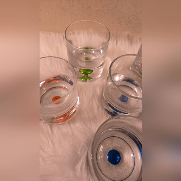 6 Rare Cocktail Glasses Suspended Controlled Bubble Based Green Blue Orange - Picture 5 of 16